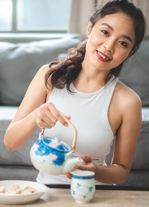 Enjoying A Hot Cup Of Tea